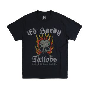 Limited Edition - Rhinestone Flame Skull Tee
